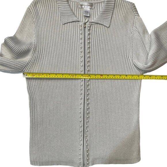 DRAPER'S & DAMON'S Elegant Women's Luxury Cardigan Large Silver/Grey Embellished - Picture 9 of 15